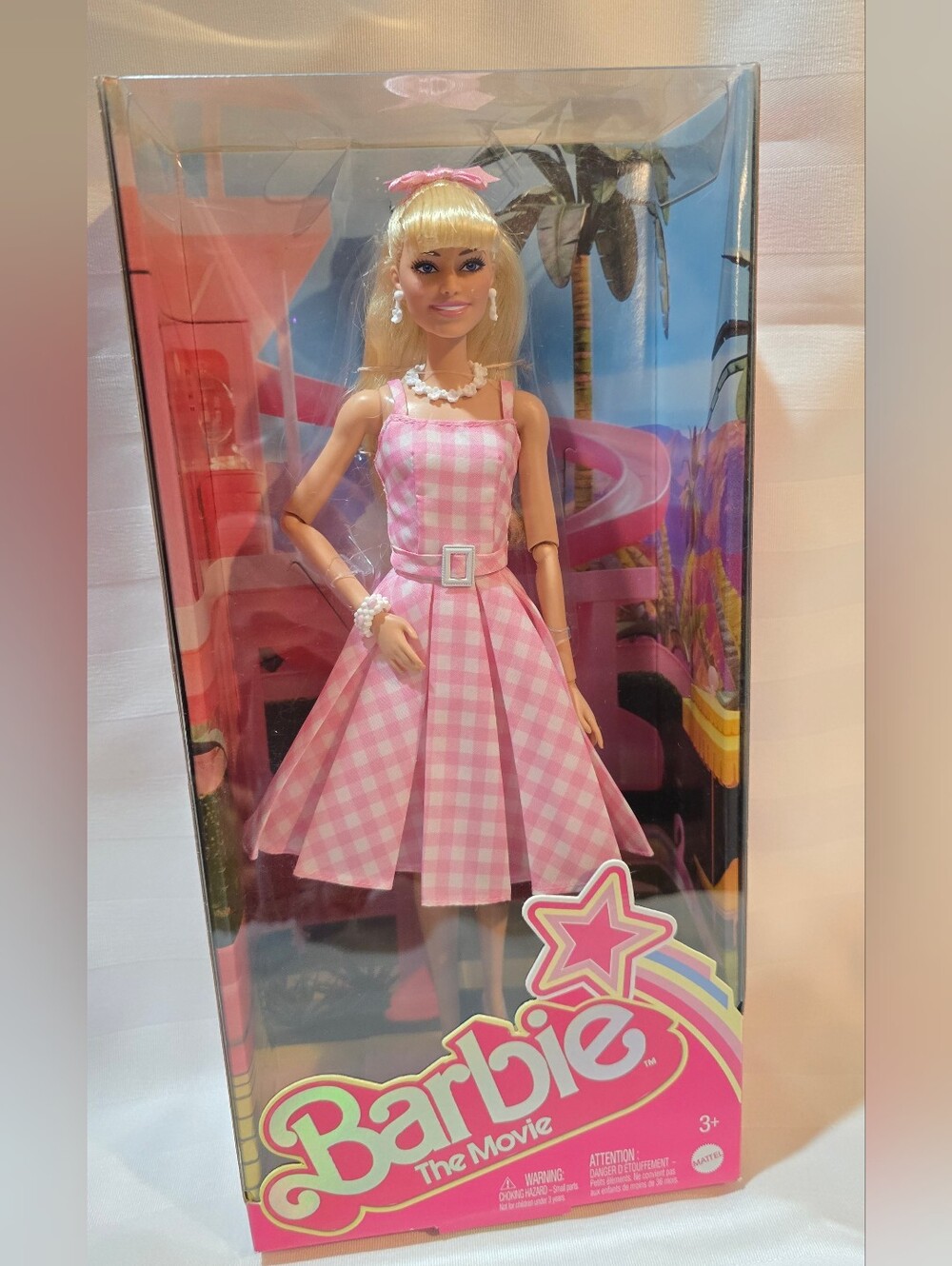 NRFB Barbie The Movie Pink Gingham Dress Doll